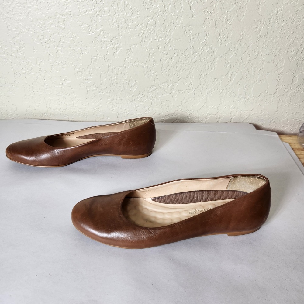 Walking Cradles Womens Brown Leather Round Toe Ballet Flats Size 8.5 N Narrow
